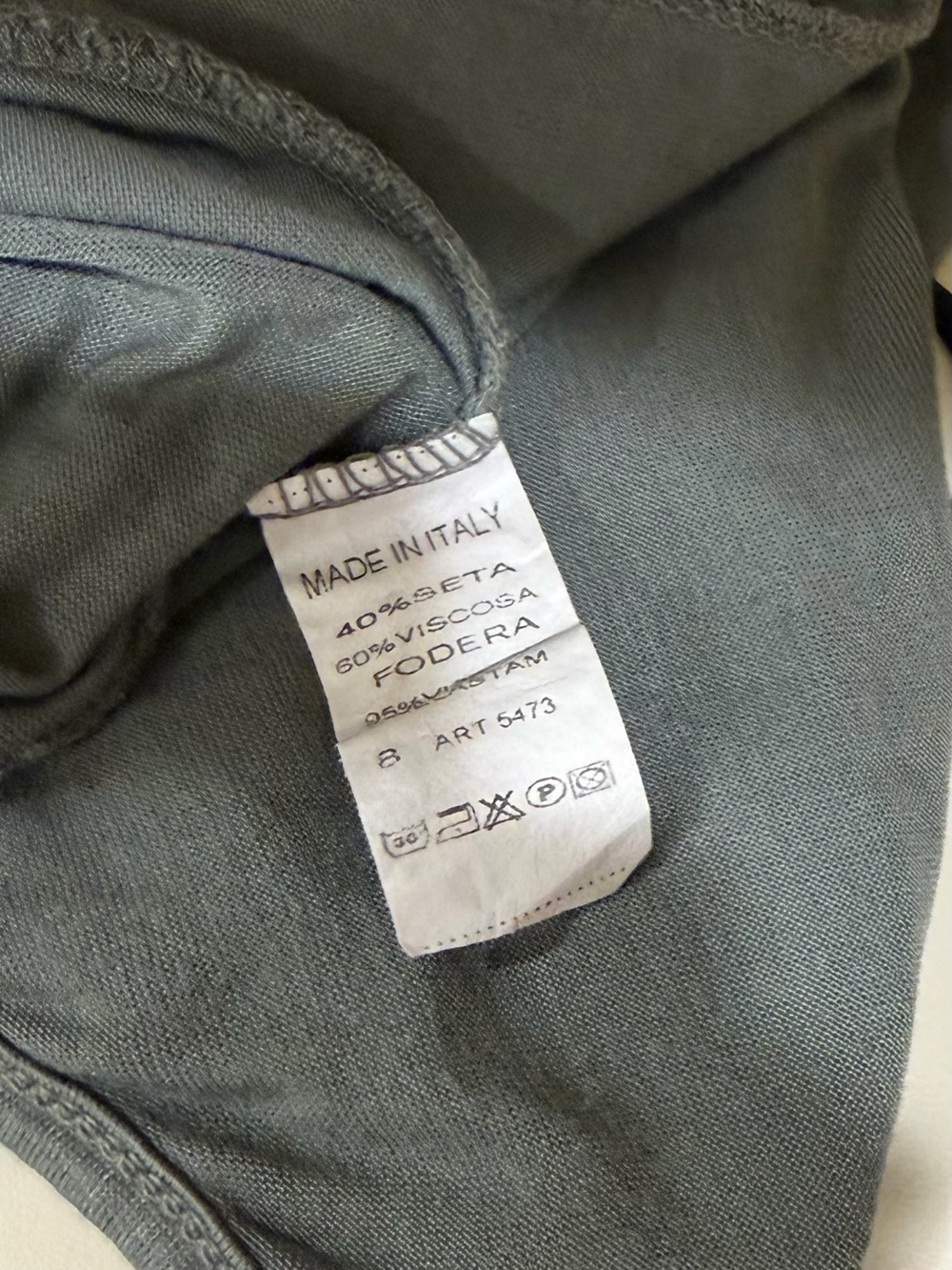 Made in Italy 100% Silk Set: Black Wide Leg Side Slit Pants & Sage Blouse SZ S - Picture 7 of 15